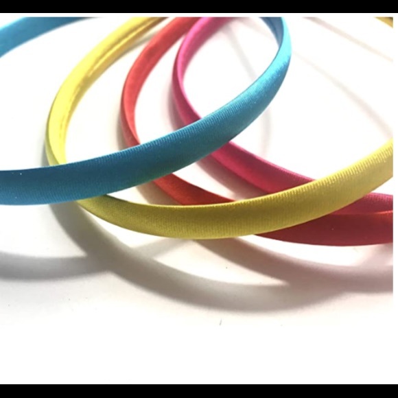 Satin headbands set 4 pink yellow red blue - Picture 2 of 2
